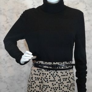 Kay Unger Black & Tan Belted Midi Dress - Size 12